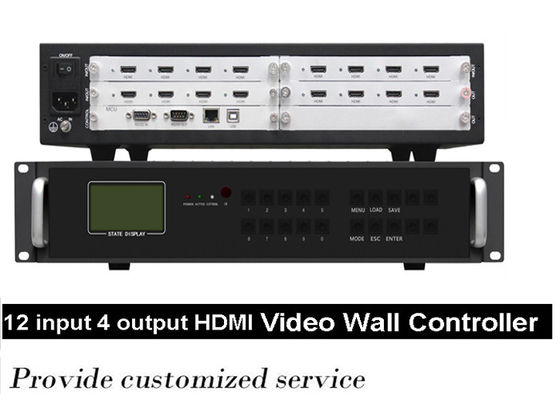 Het multicontrolemechanisme LCD 12 van de Formaat2x2 HDMI Videomuur in 4 uit RJ45