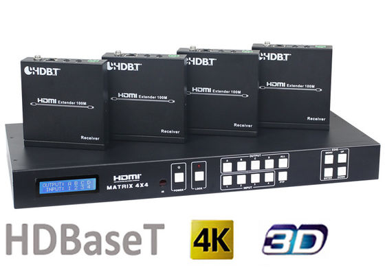 De Matrijsswitcher van HDMI1.4 4X4 HDBaseT met 4Pcs 70M And 100M Ontvangers van HDMI HDBaseT
