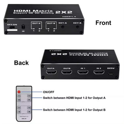 HDMI 4x2 matrix switcher met audio-extractie