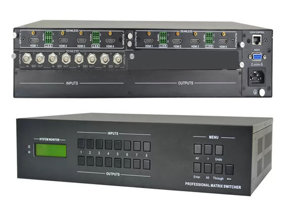 DVI Video Matrix Switcher met 4 ingangen en 4 uitgangen, gecontroleerd door het frontpaneel