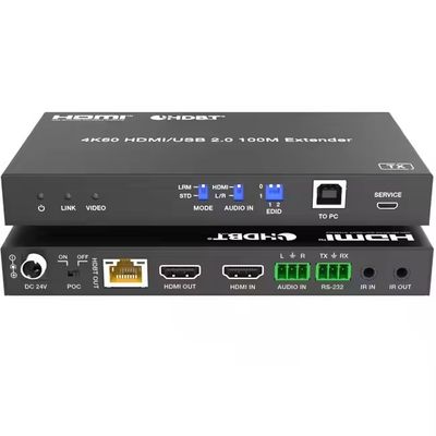 4K USB 2.0 HDBaseT Extender over LAN HDBaseT PoC Single Cat5e/6a/7 kabel, max 100m