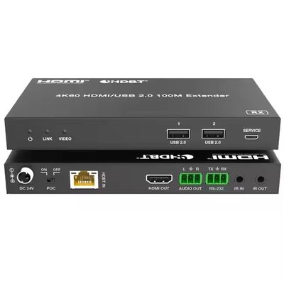 4K USB 2.0 HDBaseT Extender over LAN HDBaseT PoC Single Cat5e/6a/7 kabel, max 100m
