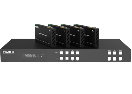 VINCAN 4x4 HDBaseT HDMI Matrix Switcher met 4K60 4:4:4, PoC en 4 Ontvangers voor Professionele AV-distributie