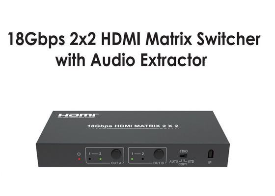 Type A 18Gbps 2x2 HDMI Matrijsswitcher met Audiotrekker