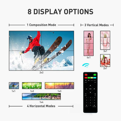 1 in 4 uit LCD van de het scherm Videomuur van TV het multicontrolemechanisme 2x2 met 8 muurwijzen