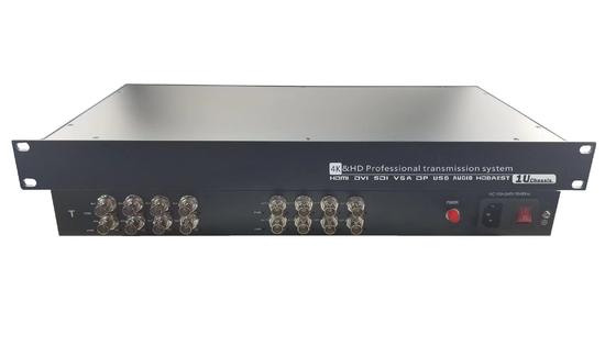 8-kanaals 3G-SDI glasvezelextender met 19-inch 1U-rack