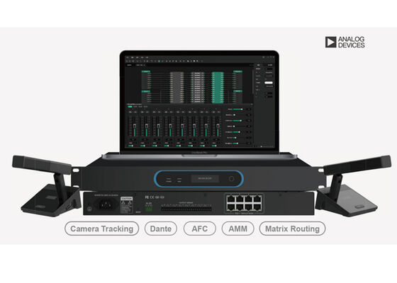VINCAN NMC100D Network Audio Mixing Console met 32x32 Dante-kanalen, automatische microfoonmenging en 8 PoE++-interfaces
