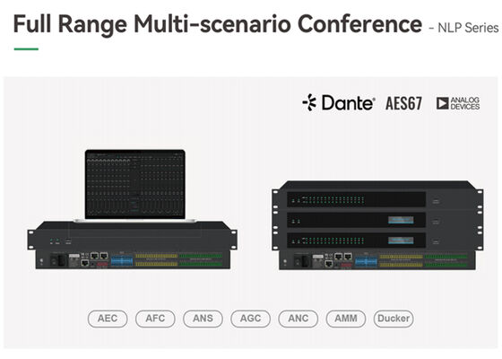 VINCAN NLP Serie Conferentie Audio DSP Processor met AEC Automatische Mixing en Dante/AES67 Netwerk Audio